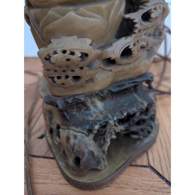 Antique Chinese Soapstone Lamp For Sale - Image 4 of 7