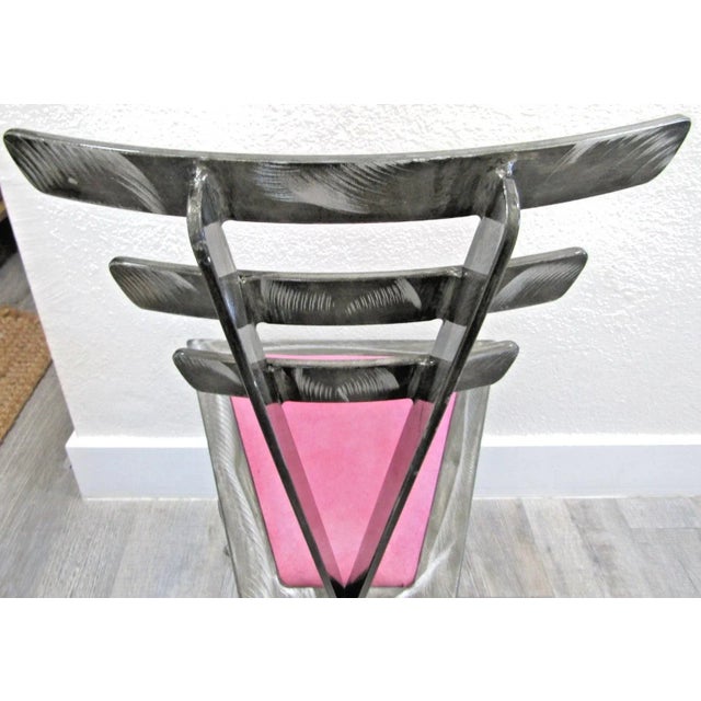 1990s Postmodern Contemporary Welded Steel Artist Signed Accent Chair For Sale - Image 9 of 17