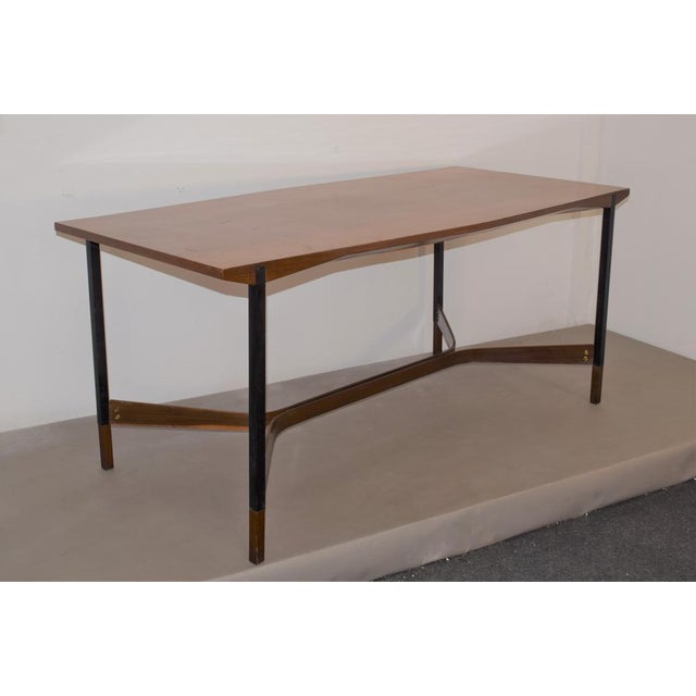 Dining table Cantù production, Italy, 60s. Wood, painted iron and brass. Good condition, evident wear of the time (see...