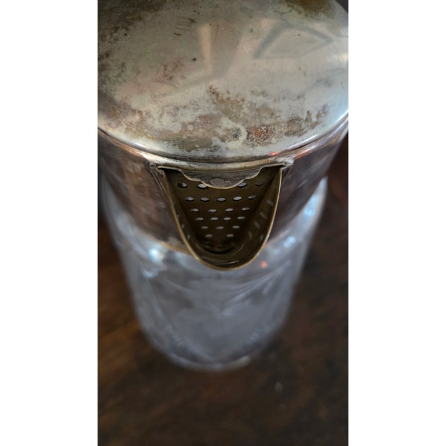 1930s German Cut Crystal and Silverplate Cooling-Tube Lemonade Pitcher For Sale - Image 4 of 18