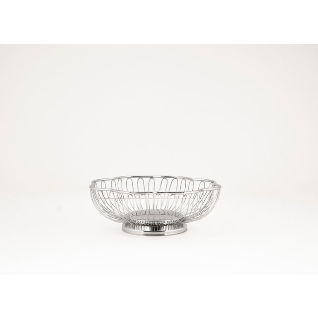 Silver Mid-Century Modern Chrome Wire Basket, 1950s For Sale - Image 8 of 9