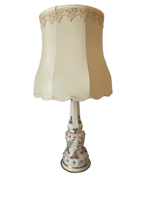 1950s Capodimonte Porcelain Roses Lamp