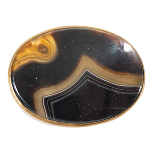 19th Century Purple Banded Agate Brooch Pin in Gold Filled Mounts