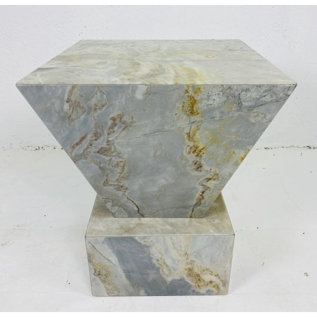 1980s Mid Century Vintage Modern Marble Pedestal/Table For Sale - Image 5 of 10