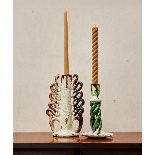 Abstract Mezcal by Candlelight Large Ceramic Candlestick For Sale - Image 3 of 4