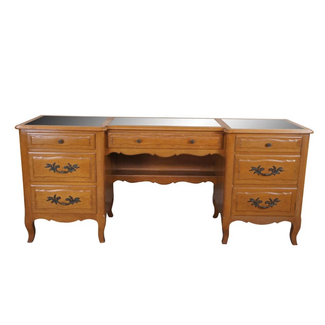 French Provincial Mid 20th Century Mid Century Country French Provincial Mirrored Vanity Desk For Sale - Image 3 of 12