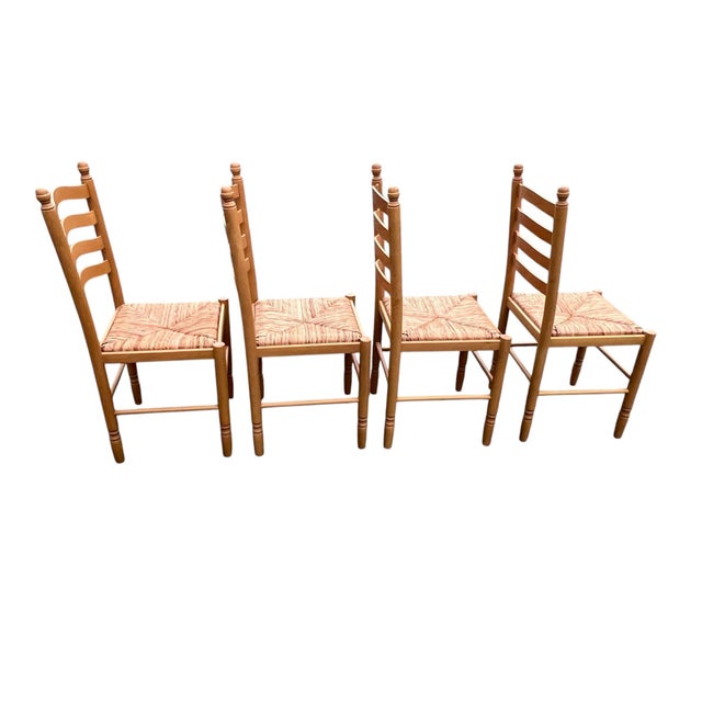 Italian Country Ladder Back Dining Chairs With Woven Rush Seats – Set of 4 For Sale In New York - Image 6 of 18