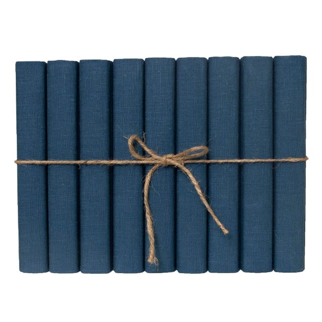 Modern Decorative Books - Marlin Linen Wrapped Book Bundle - 1 Foot of Blue Books For Sale - Image 3 of 3