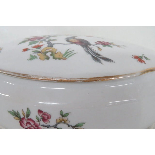 White Limoges Porcelain Flower Bird Decoration Large Dresser Vanity Jewelry Box For Sale - Image 8 of 13