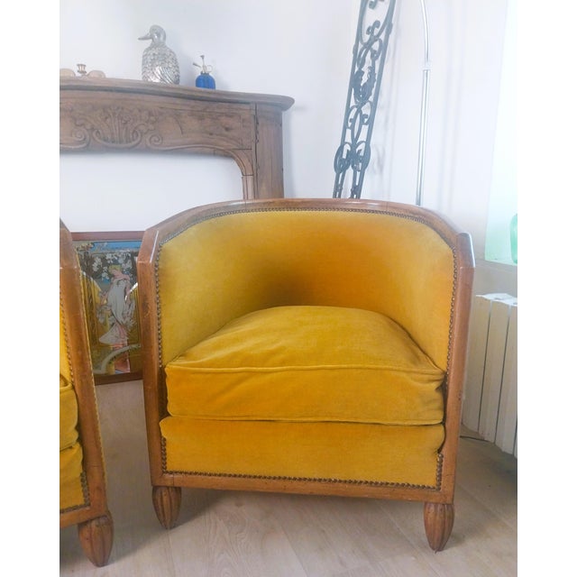 Art Deco Barrel Chairs in Velvet, 1930, Set of 2 For Sale - Image 9 of 15