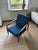 Blue Danish Teak Paper Knife Lounge Chair in Blue by Kai Kristiansen for Magnus Olesen, 1950s For Sale - Image 8 of 8