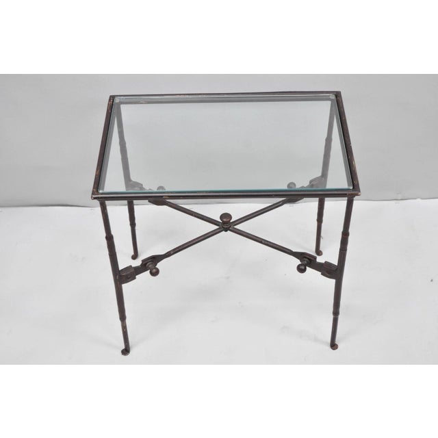Metal Late 20th Century Industrial Modern Giacometti Style Wrought Iron Side Table by Pottery Barn For Sale - Image 7 of 17