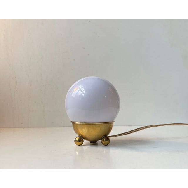 Small Vintage Scandinavian Snow Ball Table Light in Brass and Acrylic, 1970s For Sale - Image 9 of 9