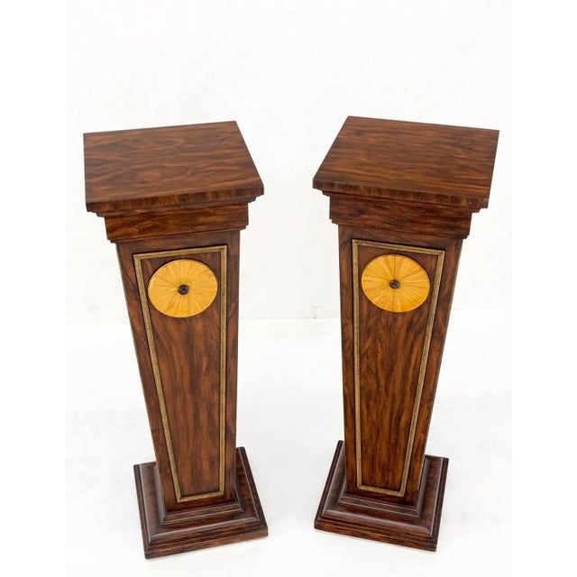 Wood Pair Rosewood Square Tapered Pedestals Hidden Secret Storage Compartment For Sale - Image 7 of 13