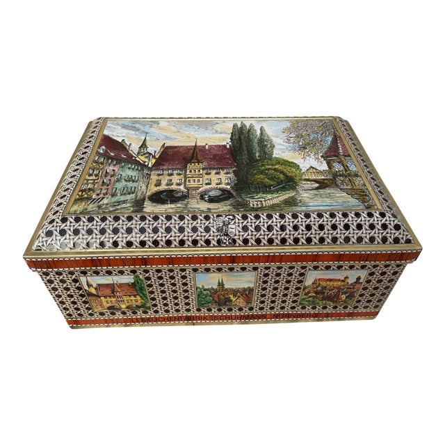 German Lebkuchen Schuhmann Tin Cake Box For Sale