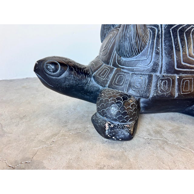 1970s Hollywood Regency Pottery Turtle Indoor Plant Stand For Sale - Image 5 of 12