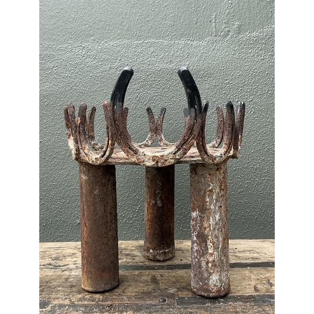 Metal Vintage Rusty Horseshoe Plant Stand For Sale - Image 7 of 12