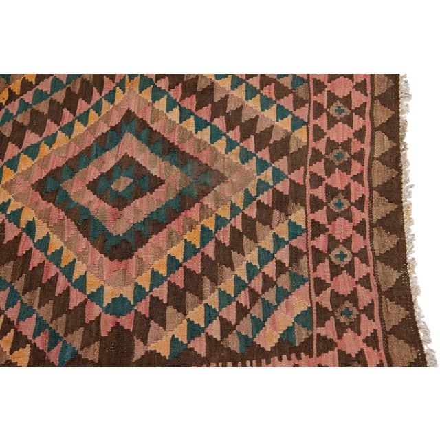 1960s Vintage Turkish Kilim Multicolor Handmade Tribal Wool Rug For Sale In New York - Image 6 of 10