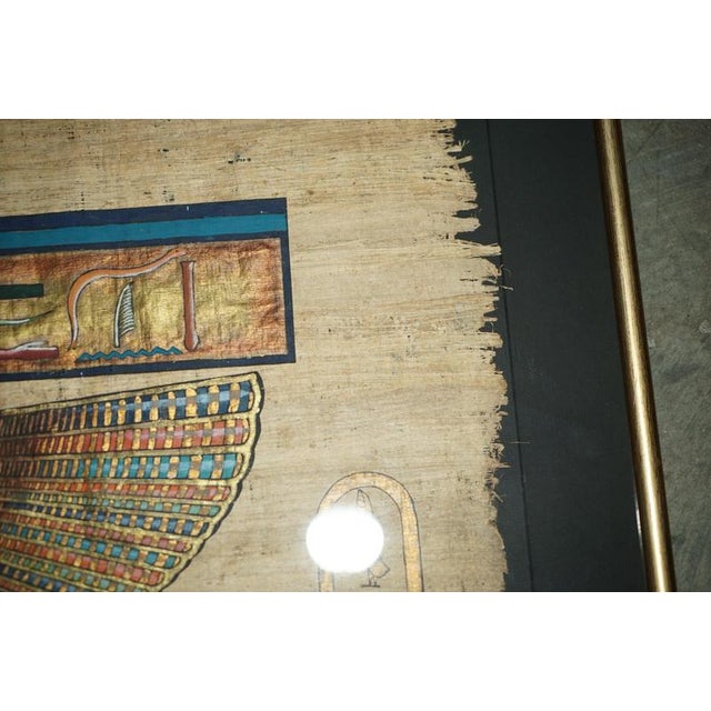 Large Egyptian Hand-Painted Papyrus of Winged Goddess Isis For Sale - Image 12 of 14