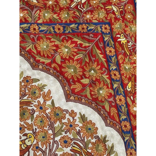 Vintage Indian Silk Embroidered Tapestry or Rug, 1990s For Sale - Image 13 of 18