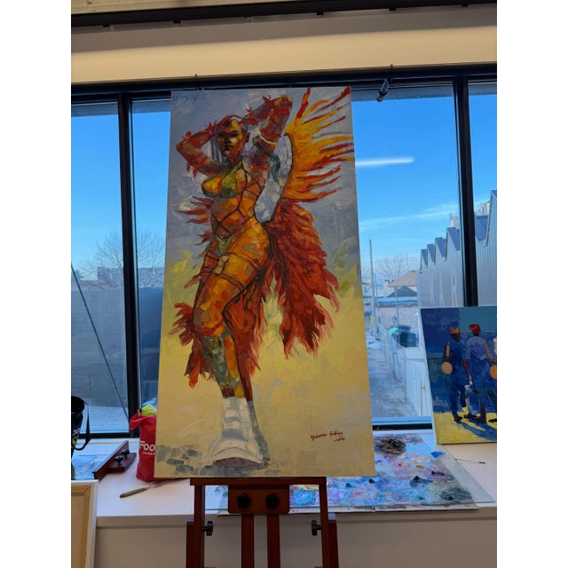 Contemporary Samba of the Sun, Impasto Oil Painting by Godfrey Afebuame (2026) For Sale - Image 3 of 5