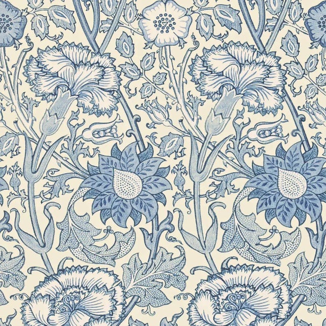 Morris & Co Pink & Rose Wallpaper in Indigo - a Sample For Sale