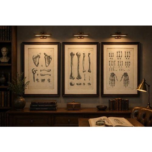 Gold Cloquet, French Anatomical Osteology, 1821, Lithograph, Set of 3 For Sale - Image 8 of 9