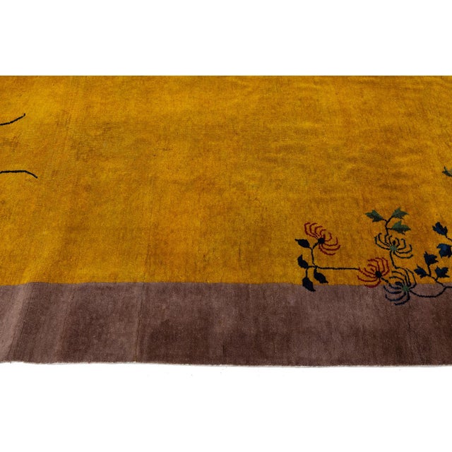 Antique Art Deco Chinese Nichols Style Rug – Imperial Yellow & Lavender For Sale - Image 9 of 11