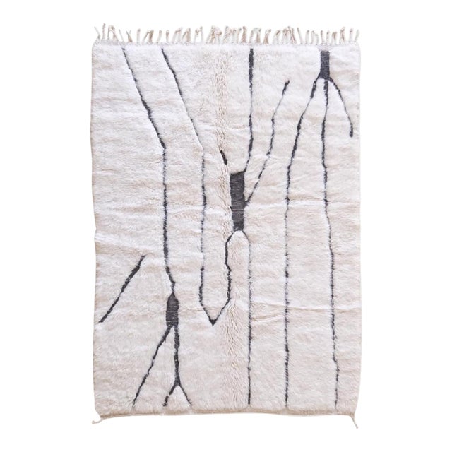 Contemporary Moroccan Wool Beni M'Rirt Rug - 6.9 X 5 Ft For Sale