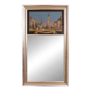 Mt Vernon Place Eglomise Panel Top Mirror For Sale