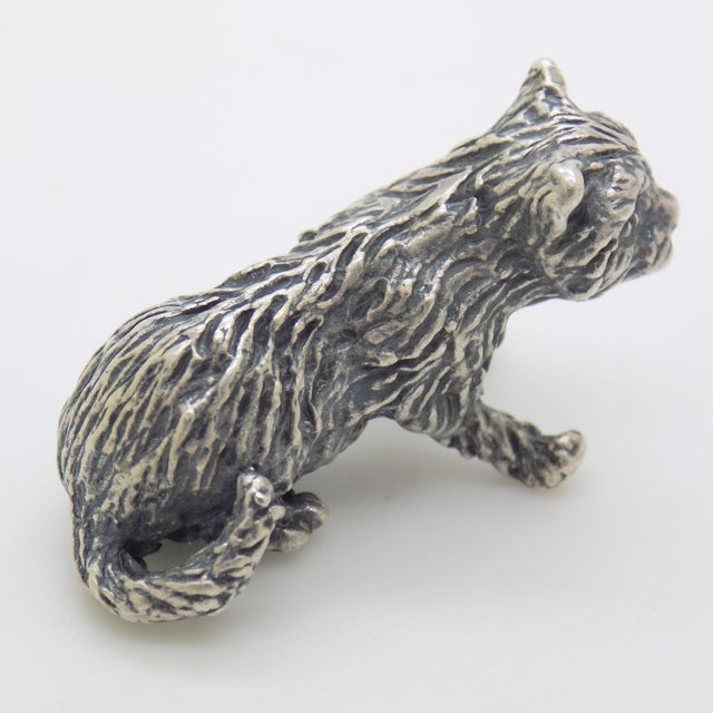 Vintage Italian Sweet Kitten Miniature Figurine in Silver 800, 1970s For Sale - Image 12 of 12