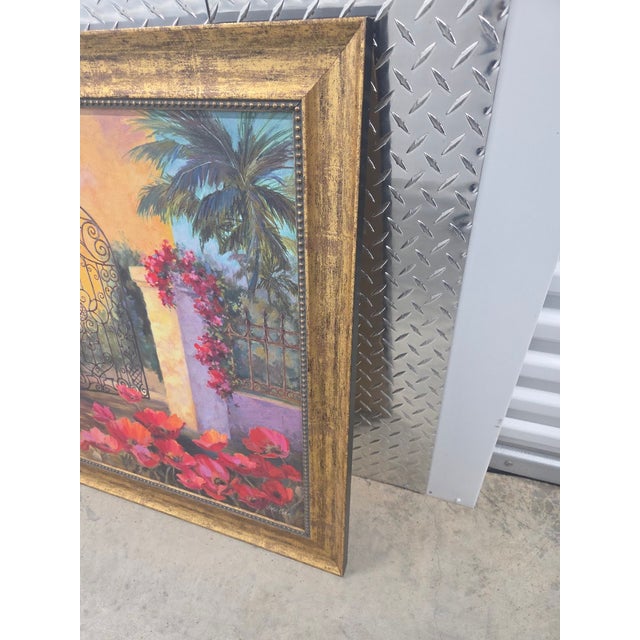 Late 20th Century Late 20th Century Joan Cole Framed Garden Gate Painting – Home Interiors – 31″ Square For Sale - Image 5 of 10