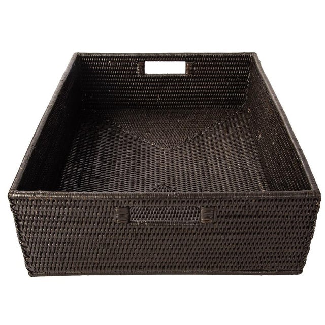 Artifacts Rattan Rectangular Storage Basket in Tudor Black - 20" For Sale - Image 4 of 11