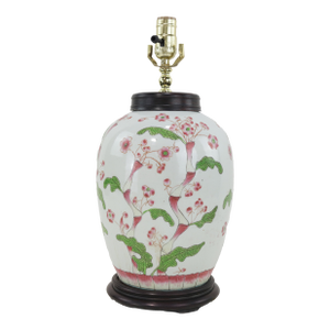 Vintage Chinese Porcelain Ginger Jar Table Lamp With Floral Design