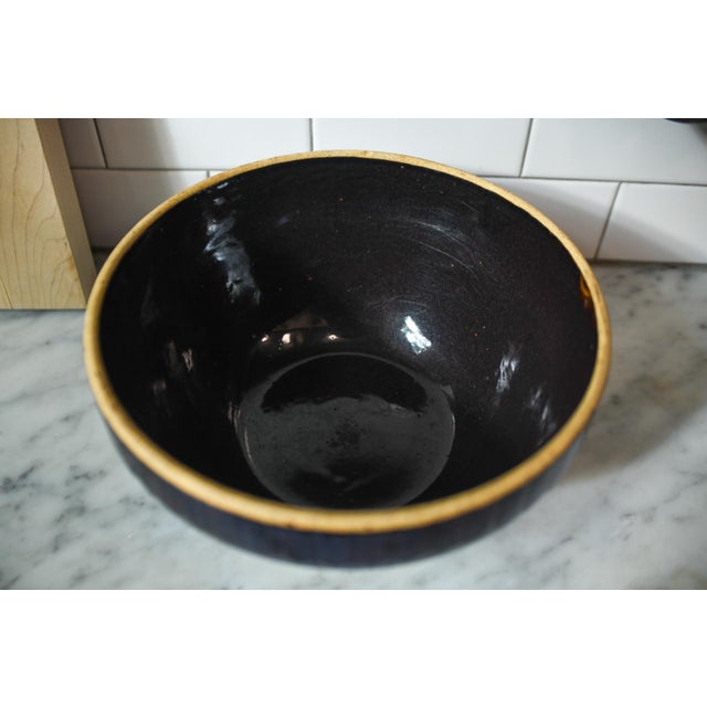 Antique Brown Picket Fence Stoneware Mixing Bowl: Rustic Farmhouse Pottery, 10" Wide For Sale - Image 9 of 10