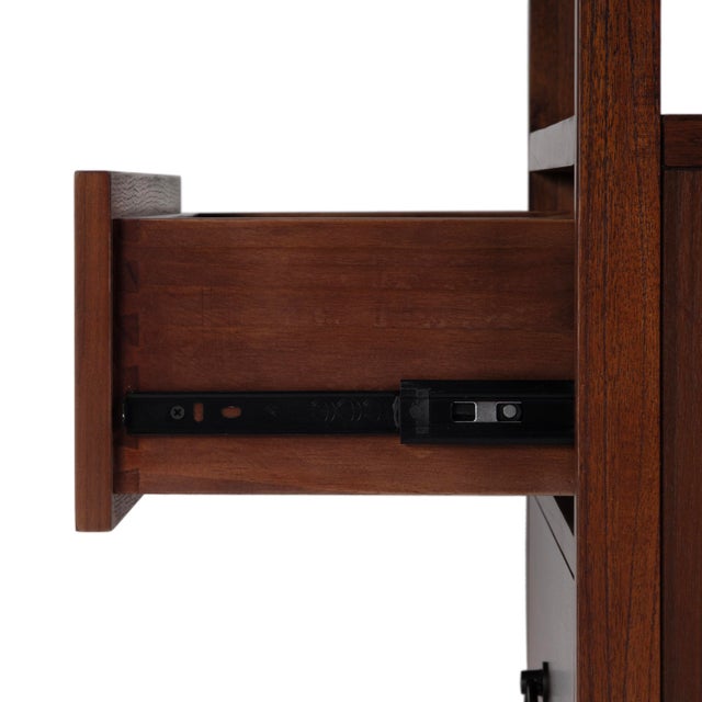 Brown Lark 28 in. W Rectangular Wood 2 Drawer Wide Nightstand with Open Shelf, Walnut For Sale - Image 8 of 11