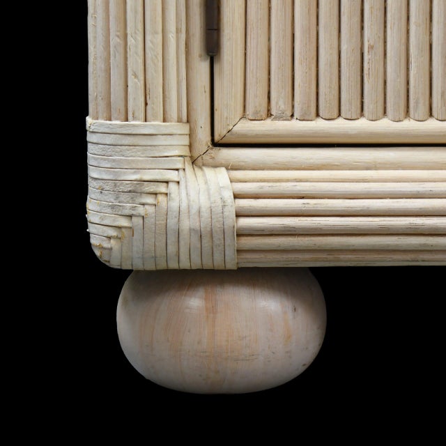 Coastal Blonde Pencil Reed Vintage Dresser For Sale - Image 3 of 6