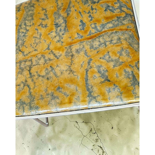 1970s Designer Chairs in Hand-Decorated Leather and Steel, 1970s, Set of 4 For Sale - Image 5 of 18