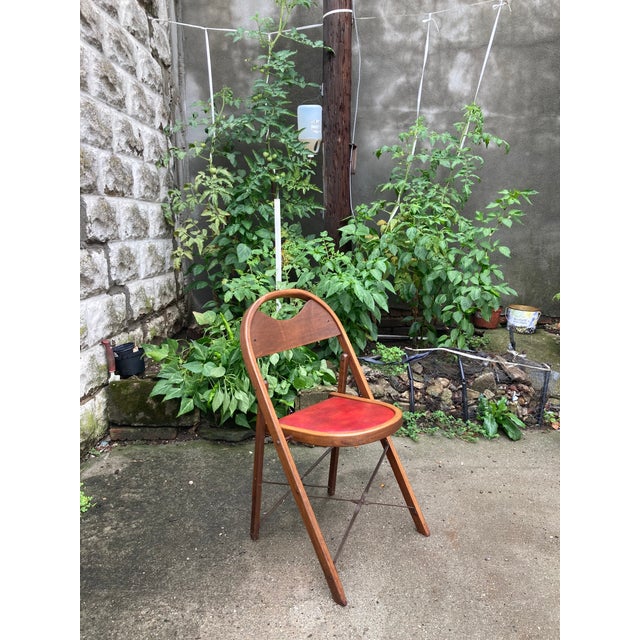 1940s Vintage Wooden Theatre Folding Chairs by General Sales Co. (Set of 4) For Sale - Image 5 of 13