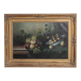 Oil on Canvas Still Life Painting of Fruit Signed by “Pinder” (Signed) For Sale