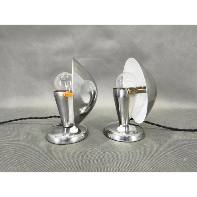 Bauhaus Chrome Adjustable Table Lamps, Former Czechoslovakia, 1930s, Set of 2 For Sale - Image 13 of 15