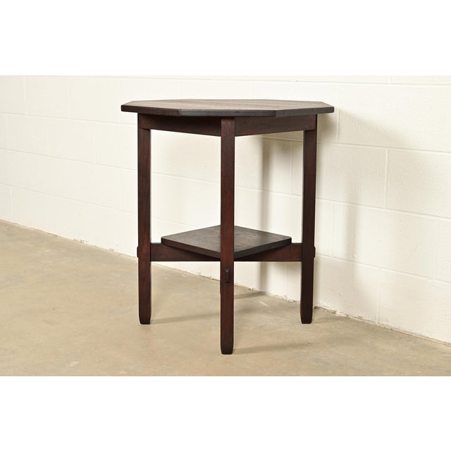 Stickley Brothers Stickley Brothers Antique Mission Oak Arts & Crafts Lamp Table or Center Table, Newly Refinished For Sale - Image 4 of 8