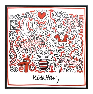 Keith Haring Estate Vintage 1999 Lithograph Print Framed Pop Art Poster " Untitled ( Baby Crib ) " 1983