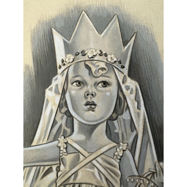 Original graphite pencil drawing by American artist and illustrator Theodore E. Schrock (1879–1952), depicting a young...