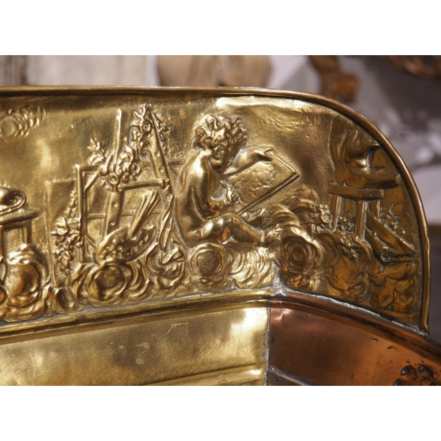 Antique French Brass and Copper Repousse Ceremonial Hotte, Late 1800s For Sale - Image 17 of 17