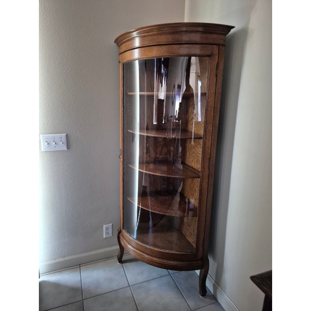 American Antique Oak Corner Curio Cabinet For Sale - Image 3 of 13
