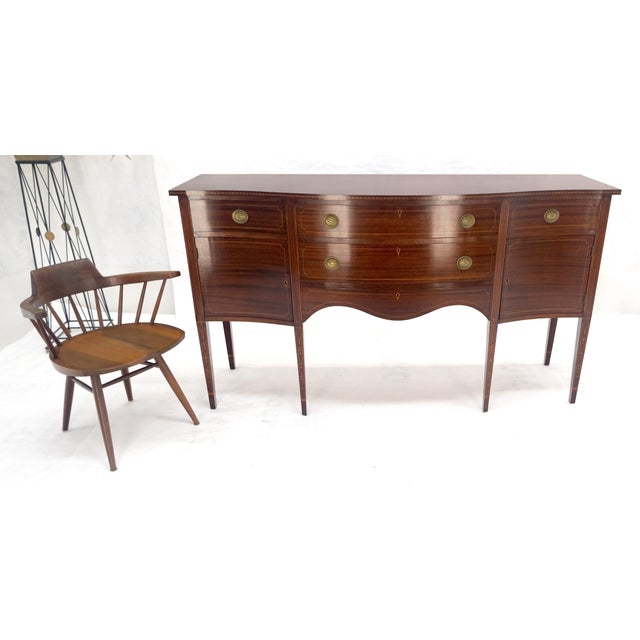 Serpentine Front Federal 6' Long Inlaid Mahogany Sideboard Credenza Console MINT For Sale - Image 13 of 13