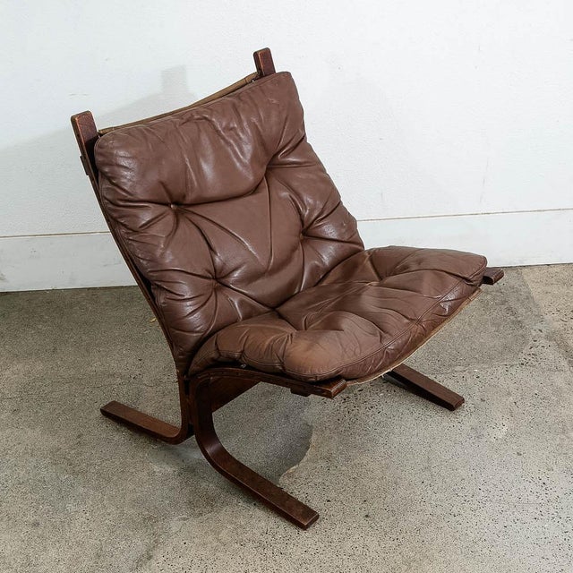 1960s 1960s Mid Century Danish Modern Lounge Chair Brown Leather Attributed to Ingmar Relling For Westnofa For Sale - Image 5 of 9