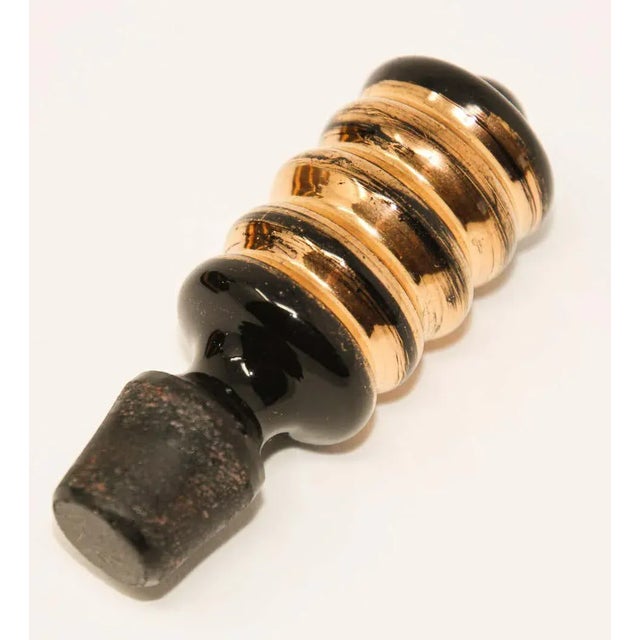 Black Art Deco Hand Blown Black Gilt Glass Perfume Bottle For Sale - Image 8 of 12