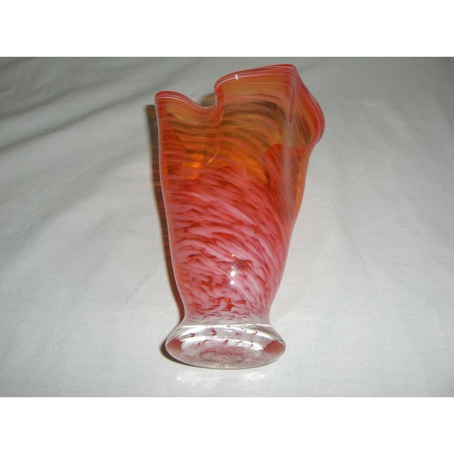 Glass Vintage Fenton Art Glass Handkerchief Vase For Sale - Image 7 of 7